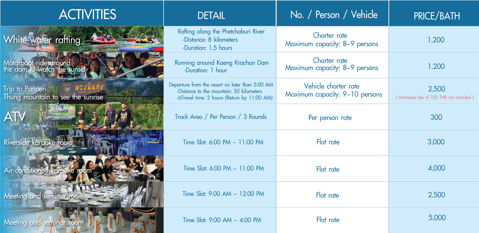 Jamjan Resort Activity Schedule